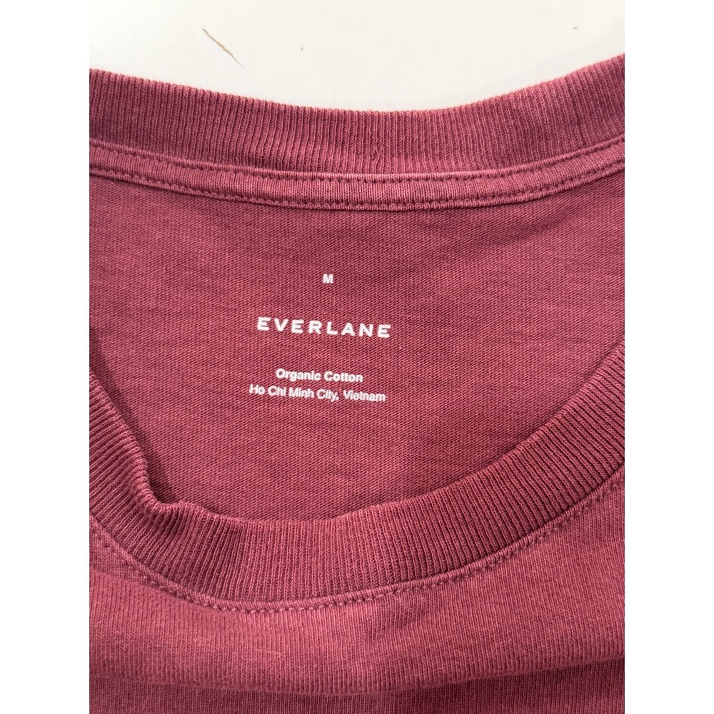 Everlane Organic Cotton Crew Neck T-Shirt Burgundy Maroon Medium M-T-CTN-HVY-SS - Picture 4 of 6